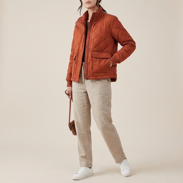 Terrakotta Steppjacke im Utility-Stil