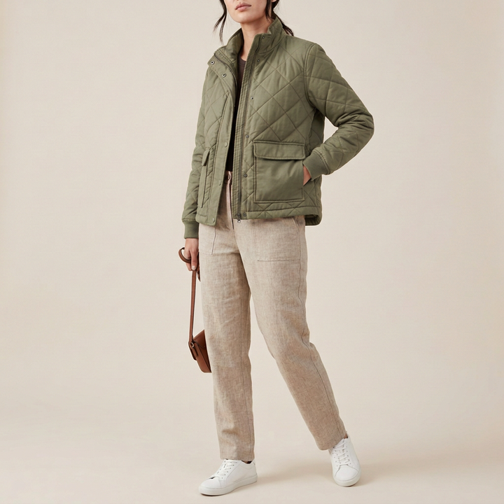 Terrakotta Steppjacke im Utility-Stil