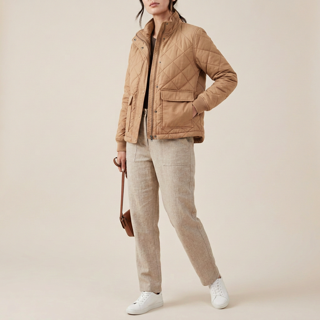 Terrakotta Steppjacke im Utility-Stil